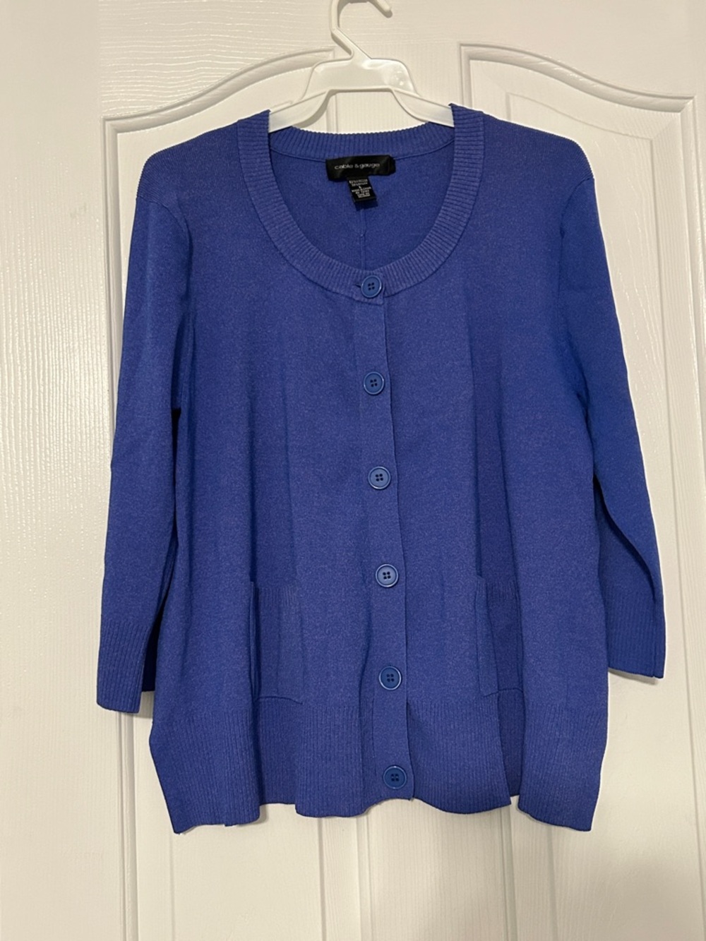 Cable & Gauge Blue Button‑Up Cardigan Sweater Women’s Large, EUC